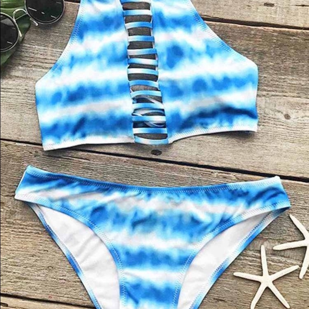 Tie-dye halter bikini